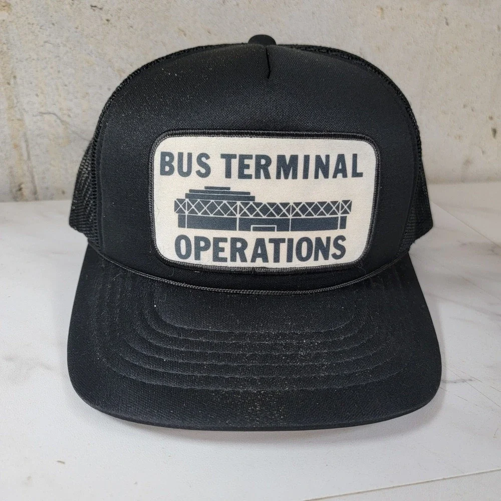 Vintage Bust Terminal Hat Black Snapback ‎ Cap Trucker Adjustable  Lined